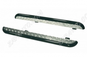 Пороги УАЗ Патриот с алюминиевым листом 63,5 мм (до 2015 г.) Металл-Дизайн