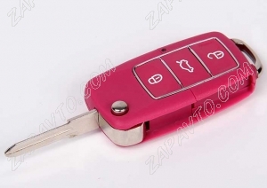 Ключ замка зажигания 1118, 2170, 2190, Datsun, 2123 выкидной по типу Volkswagen Люкс, 3 кн малиновый