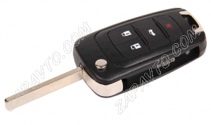 Ключ замка зажигания Chevrolet Cruze (выкидной без платы, 4 кнопки, с эмблемой)