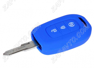 Чехол ключа зажигания силиконовый Renault на 3 кнопки, синий