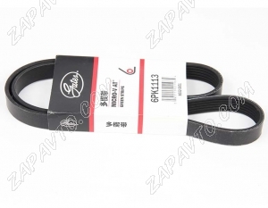 Ремень генератора 2110, 2170 Приора 6PK1113 (ГУР или кондиционер) GATES КИТАЙ
