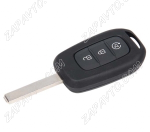 Ключ замка зажигания Renault HITAG 3 PCF 7961 (хром) 3 кнопки с автозапуском VA2
