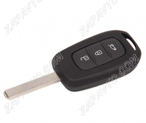 Ключ замка зажигания Renault HITAG 3 PCF 7961 (хром) 3 кнопки с открыванием багажника VA2