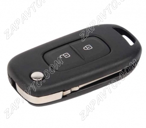 Ключ замка зажигания Renault HITAG AES (выкидной, хром) 2 кнопки HU 179