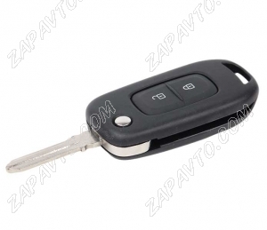 Ключ замка зажигания Renault HITAG AES (выкидной, хром) 2 кнопки HU 179