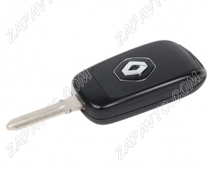 Ключ замка зажигания Renault HITAG AES (выкидной, хром) 2 кнопки HU 179