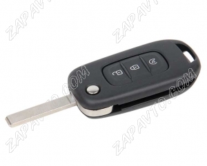 Ключ замка зажигания Renault HITAG AES (выкидной, хром) 3 кнопки Megane 2016, Duster VA 2
